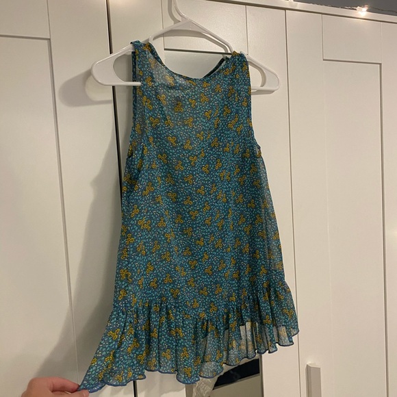 Blue and yellow Flowy Blouse - Picture 2 of 4